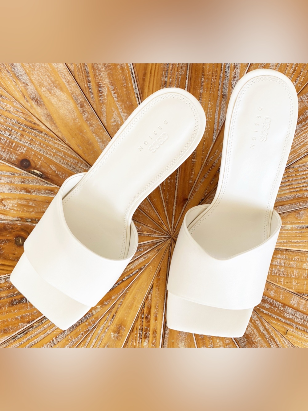 NWT ASOS Faux Leather Square Toe Heeled Mules in White - Picture 2 of 6